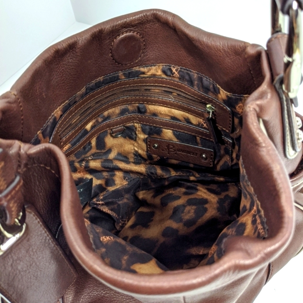B. Makowsky Brown Leather Shoulder Bag - Picture 5 of 6